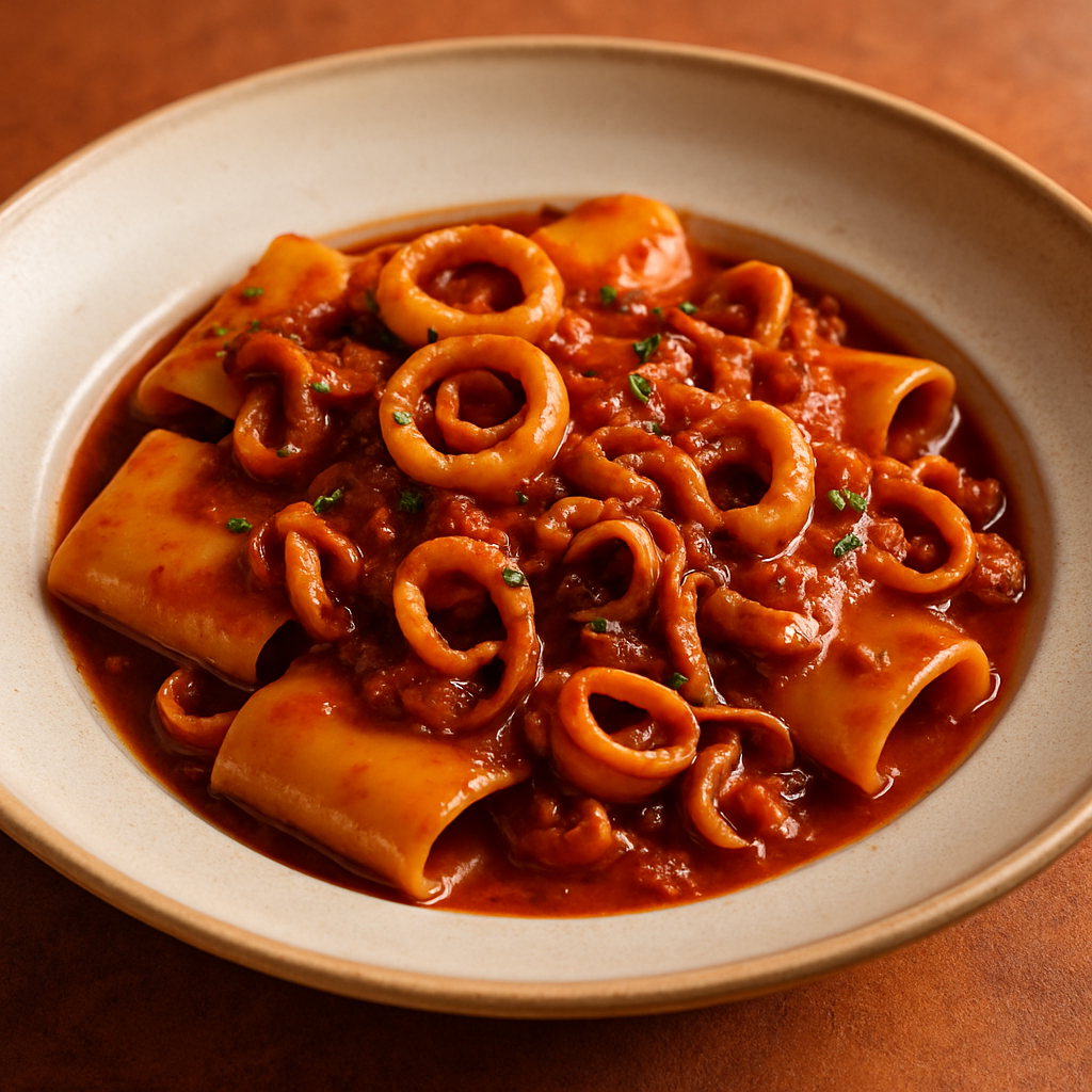 Paccheri con Ragù di Totani e Colatura