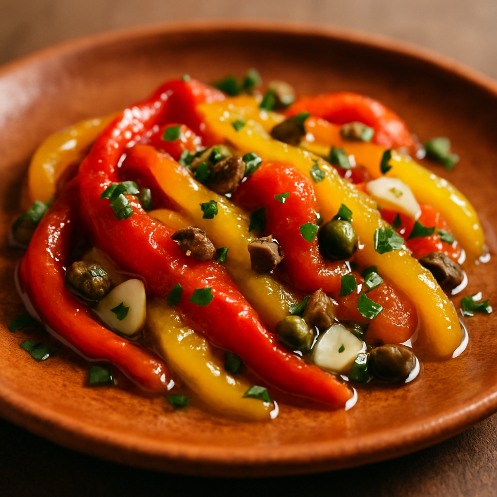 Peperoni Arrostiti con Acciughe e Capperi（焼きピーマンのアンチョビ・ケッパーマリネ）