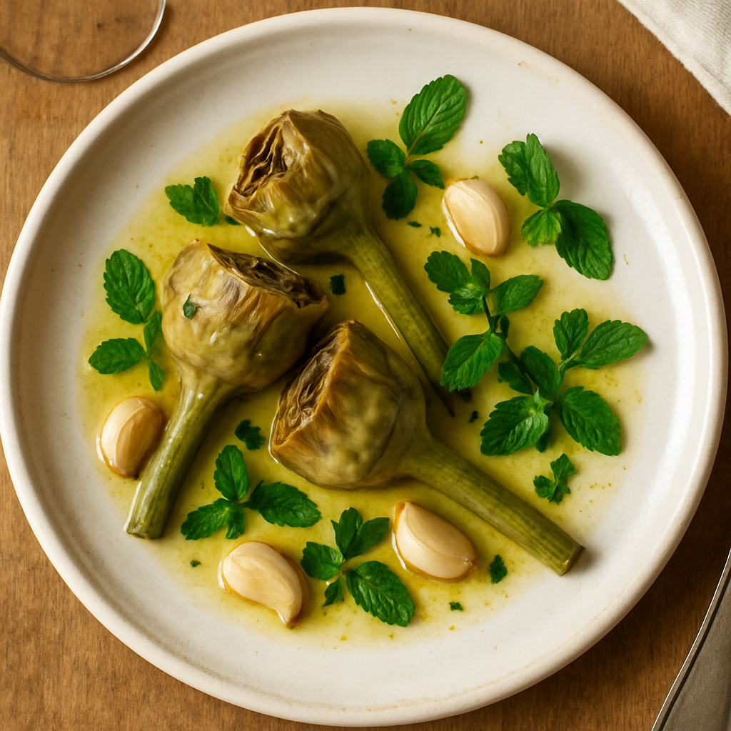 Carciofi alla Romana（アーティチョークのローマ風煮込み）