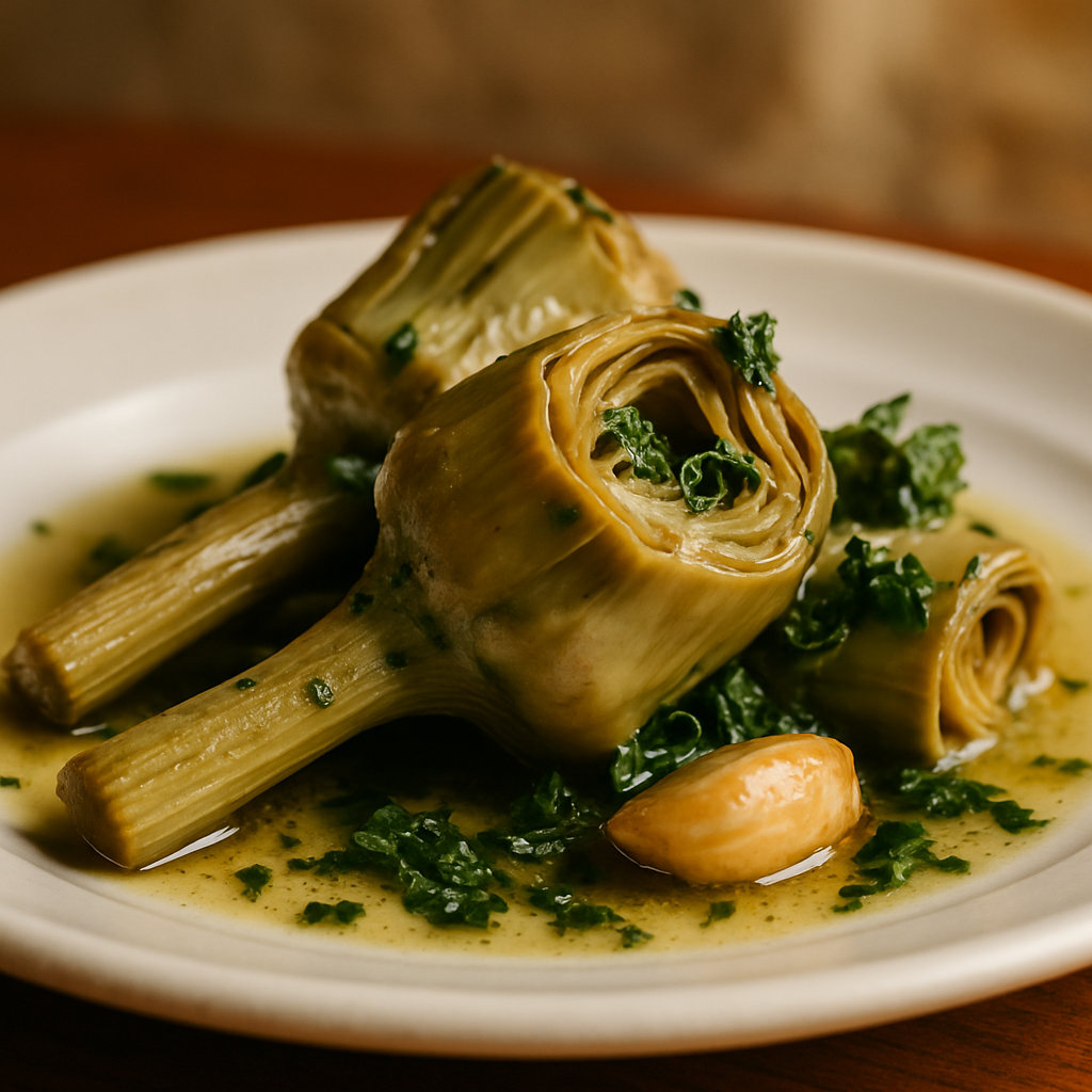 Carciofi alla Romana（アーティチョークのローマ風煮込み）