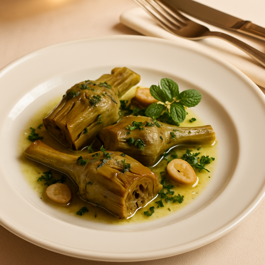 Carciofi alla Romana（アーティチョークのローマ風煮込み）