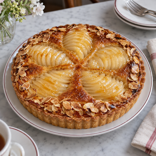 Crostata Bourdaloue con pere e mandorle