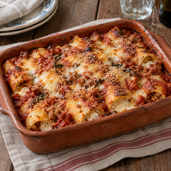 Baked Paccheri with Sausage and Ricotta