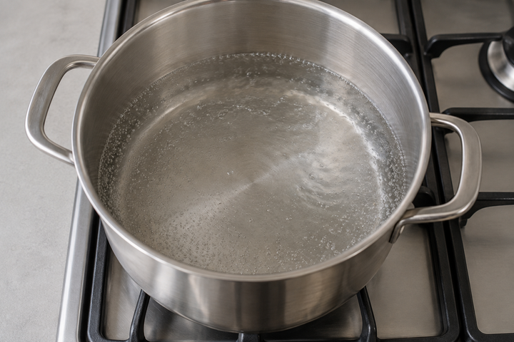 Bring salted water almost to a boil