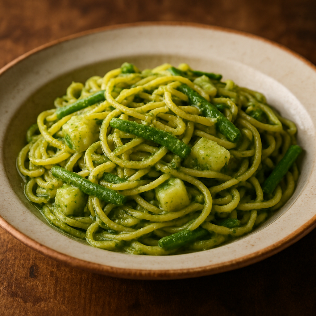 Trenette al Pesto con Patate e Fagiolini