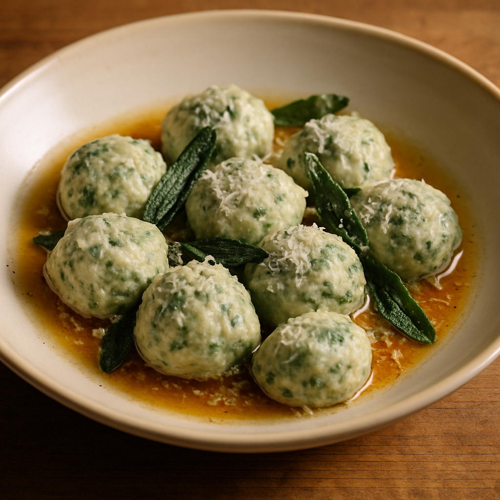 Gnudi di Ricotta e Spinaci al Burro e Salvia