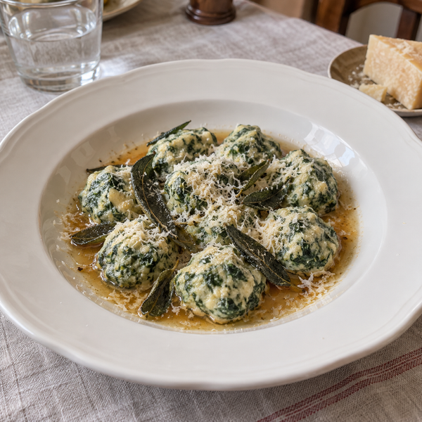 Gnudi di ricotta e spinaci al burro e salvia