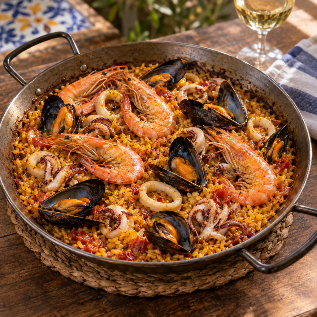 Paella de marisco（魚介のパエリア）