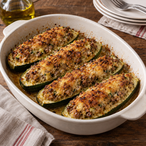 Zucchine ripiene al forno con carne e ricotta