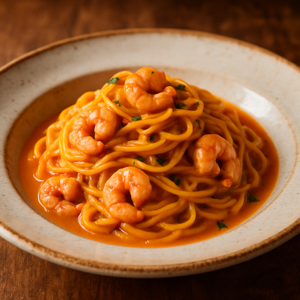 Tagliolini ai Gamberi con Bisque