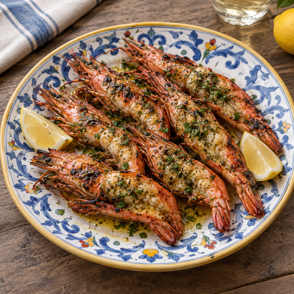 Gamberoni alla griglia con salmoriglio
