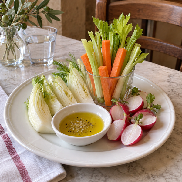 Raw Vegetables with Olive Oil Dip