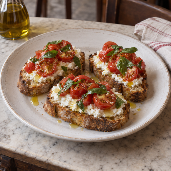 Bruschetta con ricotta e pomodorini
