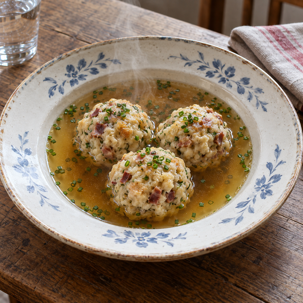 Canederli allo Speck in Brodo（カネーデルリ・アッロ・スペック・イン・ブロード（スペック入りパン団子の澄ましスープ仕立て））