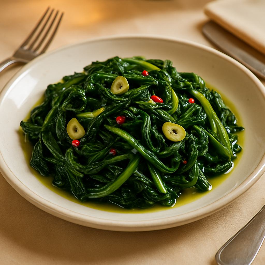 Cicoria Ripassata（チコリ菜のガーリックソテー）