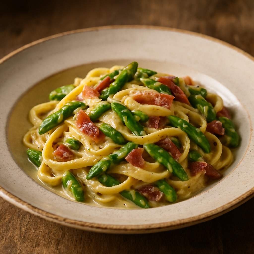 Fettuccine con Asparagi e Speck