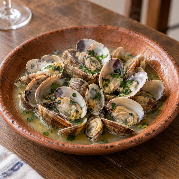 Clams Steamed in White Wine