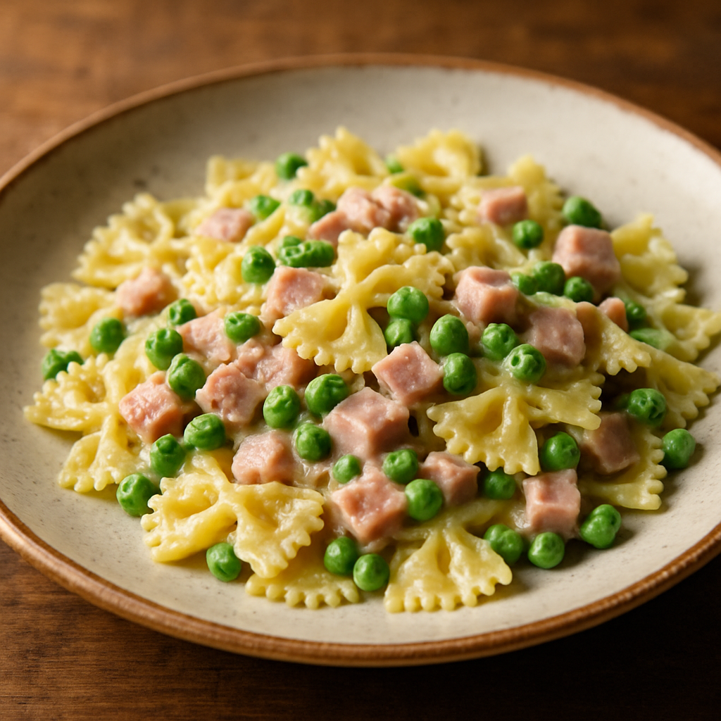 Farfalle ai Piselli e Prosciutto Cotto