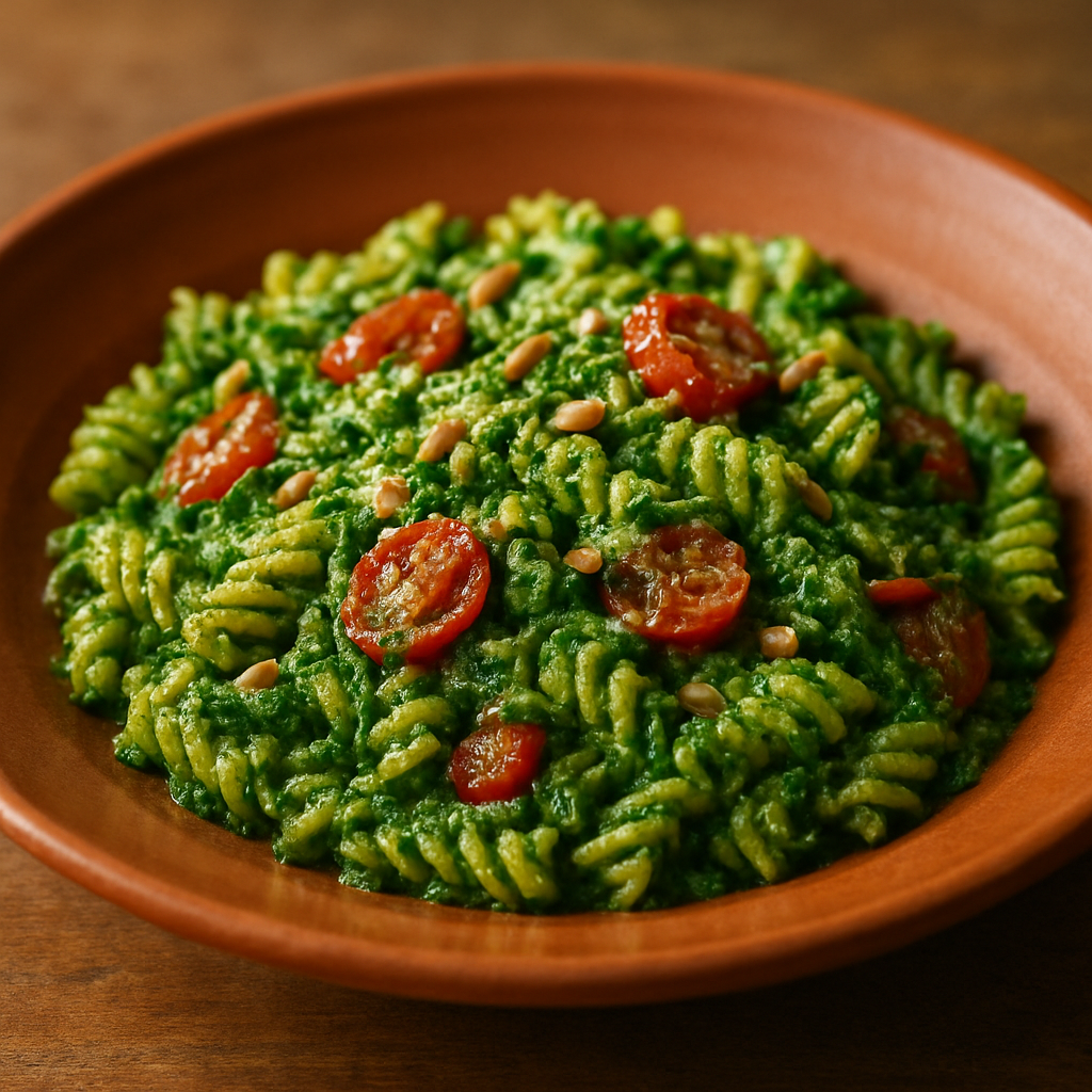 Fusilli al Pesto di Rucola e Pomodorini