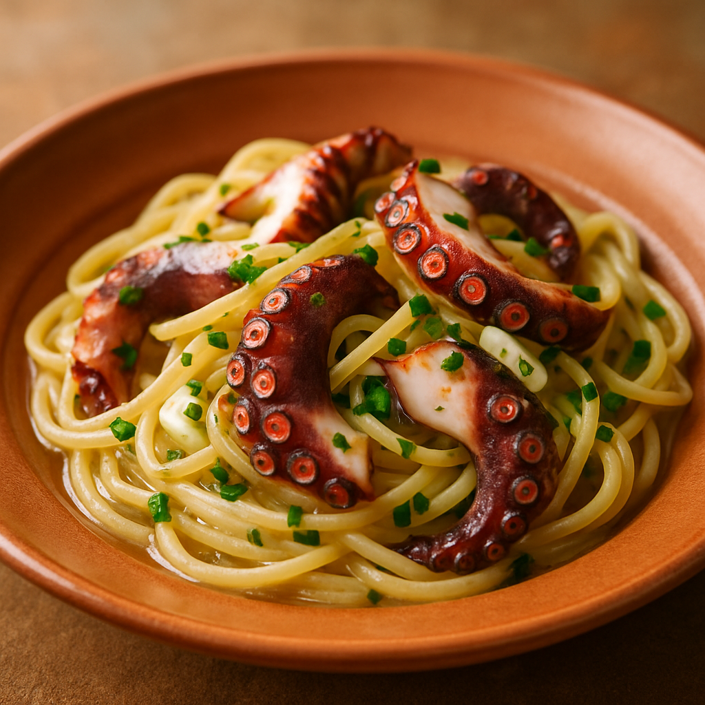 Linguine al polpo in bianco